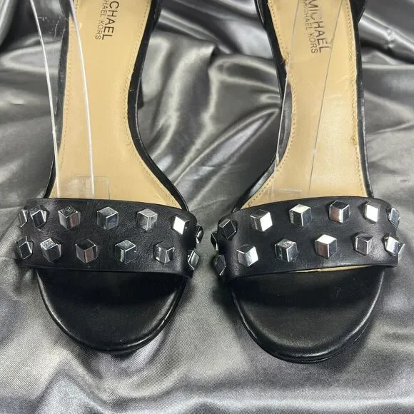 Michael Kors Valencia Studded Stiletto Heels Women's 5.5 Black Silver Worn 2x - Picture 6 of 16